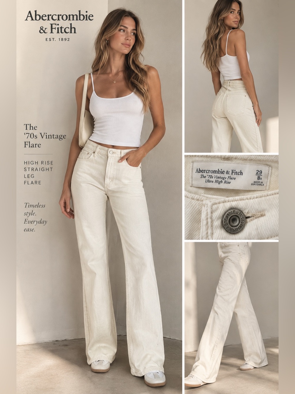Abercrombie & Fitch High Rise Jeans- White
